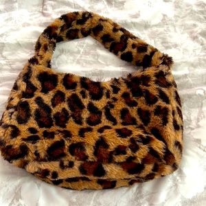 Color Brown. Animal Print Fuzzy handbag